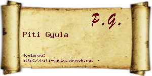 Piti Gyula névjegykártya